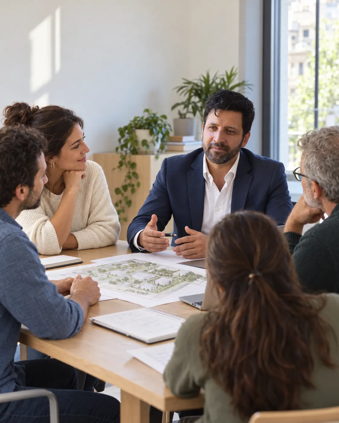 Marcelo Silva reunido con un grupo que proyecta formar una cooperativa de vivienda en Uruguay