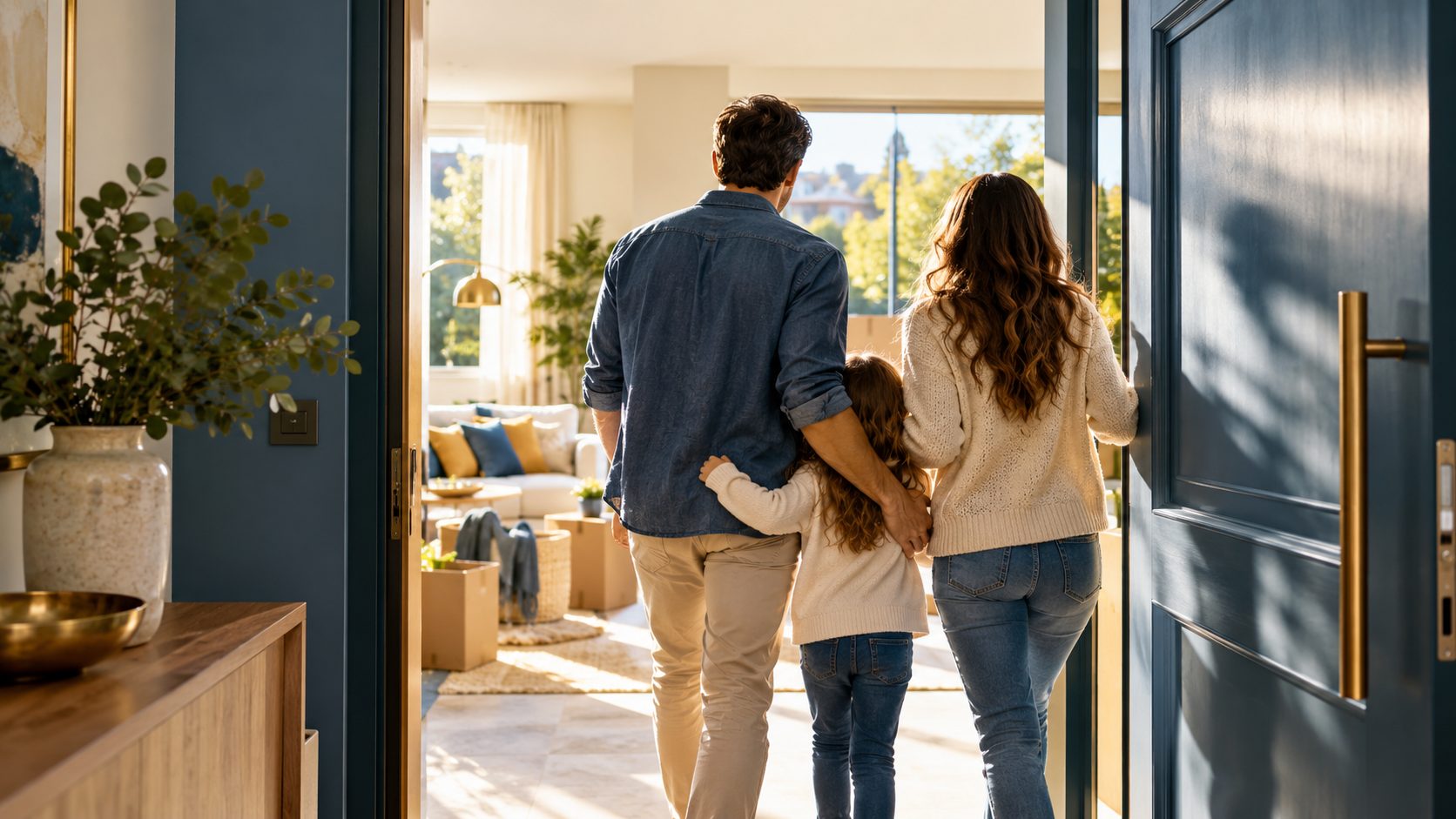 Familia entrando a una vivienda cooperativa