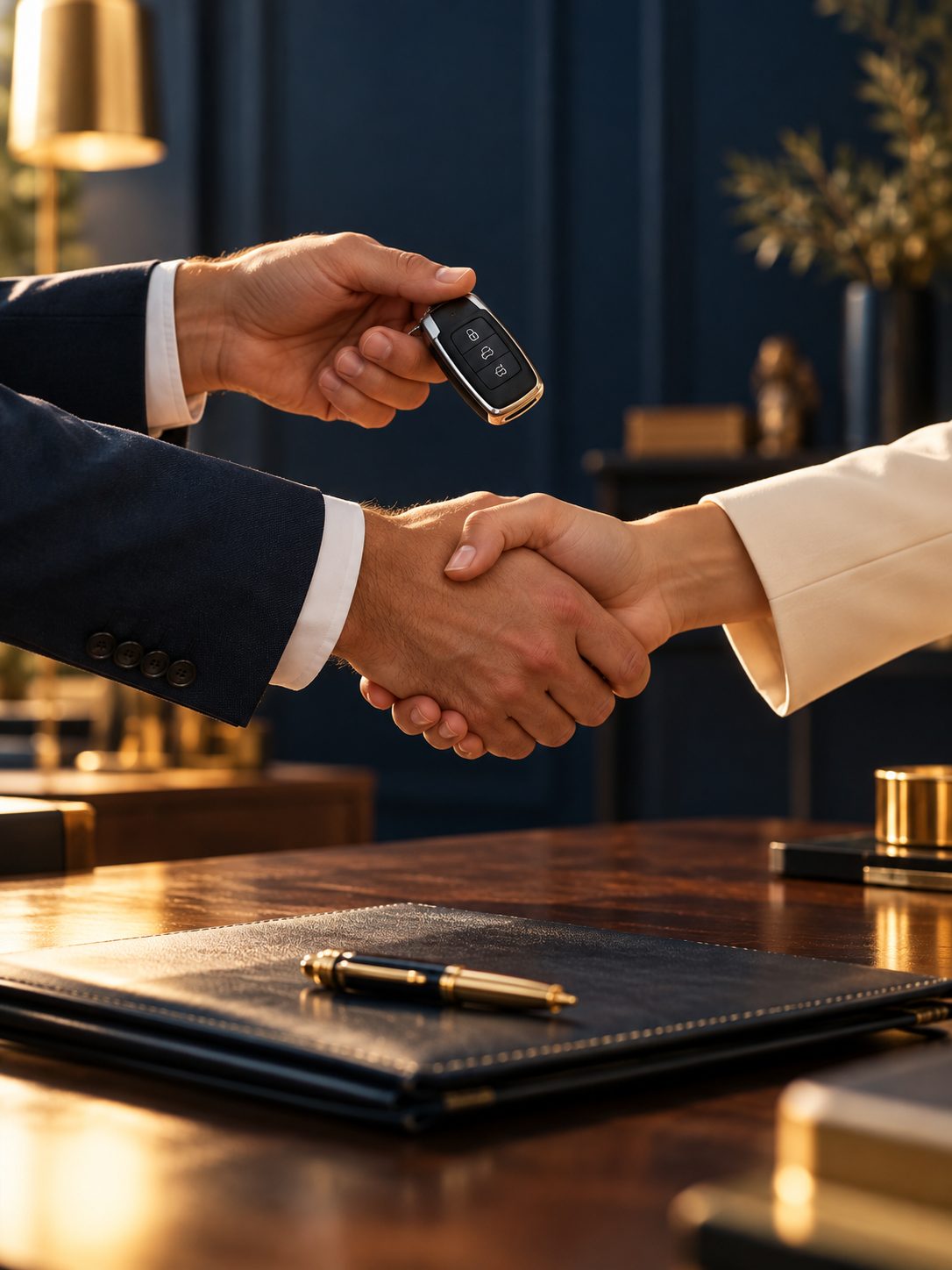 Entrega de llaves de un auto tras la firma